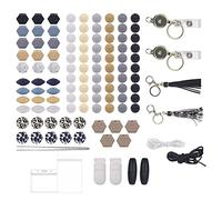 Kznifmk 112 Piezas de Cuentas de Silicona para la FabricacióN de Llaveros, Pulseras de Collar de Bricolaje con Cuentas de Silicona para Portatarjetas de IdentificacióN