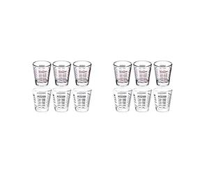 Kznifmk 12 Piezas Medidora Espresso Vaso de Chupito Líquido Vaso Pesado Copa de Vino 26-Medición Incremental 1 Oz, 6 Cucharaditas, 2 Cucharadas, 30 Ml