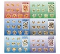 Kznifmk 120 Pegatinas de Mariposas para Mascotas, Cristales de Hielo, Pegatinas Impermeables de Mariposas Transparentes para Suministros de áLbumes de Recortes