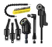 Kznifmk 17 Piezas de Extensión de Broca Flexible, 3 Piezas de Adaptador de Enchufe Giratorio, 3 Piezas de Accesorio de Taladro de Ángulo Recto, 10 Puntas de Destornillador