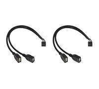 Kznifmk 2 Piezas 30cm 10 Pin Placa Base Cabeza de Hembra A 2 Puertos Doble USB 2.0 Macho Adaptador Y Cable de Divisor (10Pin / 2Am)