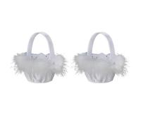 Kznifmk 2 Piezas Canasta de Flores Blancas para Niñas Cesta de Boda para Novia de Flores/Niños Decoraciones de Fiesta de Ceremonia de Boda de Mano,C