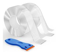 Kznifmk 2 Rollos de Cinta Adhesiva de Doble Cara Resistente, Transparente, Extraíble, para Colgar Pósteres, Alfombras y Cuadros