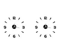 Kznifmk 24X 3D Decoración del Hogar Reloj de Pared de Cuarzo DIY Relojes Reloj de Moda de Sala de Estar de Acrílico Espejo Pegatinas de Negro