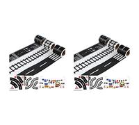 Kznifmk 2Conjunto Cinta de Carretera para Juguete Coches Y Trenes 3 Rollos 4.8cmx5M Senales de Trafico de Pista de Curva Recta - Regalos para Ninos