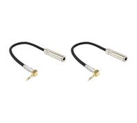 Kznifmk 2X 6.35 Estereo Hembra A 3.5 Macho Cable de Extension de Audio de Microfono de Alta Fidelidad Estereo de Jack Enchufe Cable de de Audio en Angulo de 90 Grados Corto