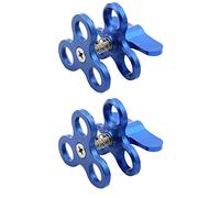 Kznifmk 2X Abrazadera de Bola 3 Agujeros Luces de Buceo Brazo Bola Mariposa Clip Soporte de Montaje para Cámara de Acción Linterna Trípode,Azul