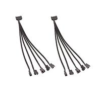 Kznifmk 2X Cable Adaptador de 15 Una 5 Ventiladores Una 3/4 PMW Caja PC Cable Adaptador de Alimentación del Ventilador, Y Cable Divisor