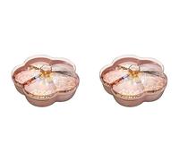 Kznifmk 2X Caja de Almacenamiento de Bocadillos, Bandeja de Bocadillos con Forma de con Tapa, Caja de Almacenamiento de Alimentos Dulces Nueces, Rosa