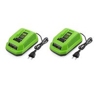 Kznifmk 2X Cargador de BateríA de Litio de 40 V para GreenWorks 29482 G-MAX BateríA de Iones de Litio de 40 V 29472 29482 29652 G40825 Enchufe de la UE