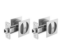 Kznifmk 2X Cerradura de Puerta de Bolsillo para Cama/BañO, Hardware de Puerta de Bolsillo Cuadrado de Privacidad ContemporáNea de NíQuel Satinado, Pestillo de Puerta de Bolsillo Deslizante