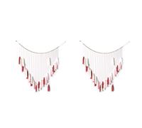 Kznifmk 2X Colgante de Pared de Macramé, Colgante de Pared Grande de Macramé con Cuentas de Madera, Decoración de Pared para Dormitorio Y Sala de Estar, Rosa