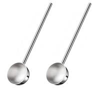 Kznifmk 2X Cucharón de Sopa Pequeño Cuchara Profunda de Metal de Acero Inoxidable con Vertedor Cucharones para Salsa de Manejar de 2 Onzas Resistente Al 10,5 Pulgadas