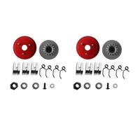 Kznifmk 2X Embrague Campana Zapatos Rodamiento 14T Equipo de Ensamblaje del Volante Conjunto de Resortes Cono Tuerca del Motor para 1/8 RC Car (Rojo + Plata)