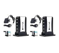 Kznifmk 2X Enchufe de la UE Concentrador Externo 7 USB 2.0 Puertos con Enchufes Múltiples Ranura de Fuente de Alimentación