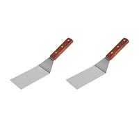 Kznifmk 2X Espátula para Freír de Acero Inoxidable con Manejar de Madera Espátula para Pizza Espátula para Freír Filete Espátula de Cocina Herramientas para Hornear