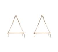 Kznifmk 2X Estante Colgante de Pared de Macramé, Estantes de Pared de Madera Estilo Bohemio con Cuentas de Madera, Estante Flotante de Granja, Estante RúStico para Plantas Colgantes