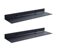 Kznifmk 2X Estante Flotante de Pared Negro para Cocina, BañO, Estante de Almacenamiento, Espejo, Estantes de Esquina de Ducha de Metal, Armario Organizador, Hogar A