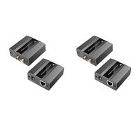 Kznifmk 2X Extensor de Audio Analógico Estéreo de 3,5 mm una Través de Ethernet Cable Único Cat5E / 6/7 hasta 500M Convertidor de Audio Enchufe de la UE