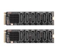 Kznifmk 2X M.2 MKEY PCI-e Riser Card M.2 NVME una SATA3.0 PCIE una 6Gpbsx6-Port Expansion Card ASM1166