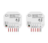 Kznifmk 2X Mini Interruptor de Luz Inteligente WiFi DIY 4 Gang Módulo de 1/2 Vías Smart Life/Tuya App Control Remoto Inalámbrico Trabaja con Home