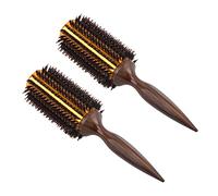 Kznifmk 2X Peine de Sarga Recta para El Cabello, Cepillo de Cerdas de Natural, Cepillo Redondo, Rizador de Soplado