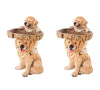 Kznifmk 2X Puppy Polyresin Bird Bath Pedestal MarróN Regalos Hechos una Mano para Decoraciones de JardíN de CéSped de JardíN de Casa Al Aire Libre