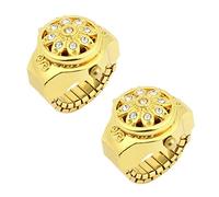 Kznifmk 2X Reloj de Anillo de Dedo Banda Devoraciob de de Cristal Esfera Redonda Tono de para Senora