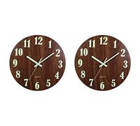 Kznifmk 2X Reloj de Pared Luminoso, Relojes de Pared de Cocina Silenciosos de Madera de 12 Pulgadas Que No Hacen Tictac para Sala de Estar Interior/Exterior