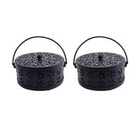 Kznifmk 2X Soporte de Bobina de Mosquito Floral Nórdico de Metal Retro Quemador de Jardín Caja (Negro)