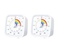 Kznifmk 2X Temporizador Visual de 60 Minutos con Protectora, Temporizador de Disco Arcoíris, Herramienta de Gestión del Tiempo de Cuenta Regresiva Silenciosa, Color