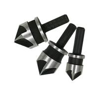 Kznifmk 3 Piezas de MáQuina Biseladora de 5 Filos para CarpinteríA, Cuchillo Biselador de 90 Grados, Juego de Herramientas de 12-19 Mm, Broca Escariadora de Taladro EléCtrico.