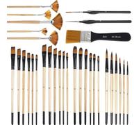 Kznifmk 32 Piezas Pincel de Acuarela Pincel de Plantilla Pincel Delineador para Acuarela Gouaches Pintura Al Óleo Miniaturas