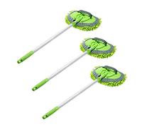 Kznifmk 3X 2 En 1 Manopla para Trapeador de Lavado de Auto con Manija Larga, Poste de Extensión de Cepillo de Polvo Auto de Microfibra de Chenilla 24-46 Pulgada, Herramienta Limpieza Rayon