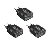 Kznifmk 3X 45W 4 USB Cargador RáPido USB 3.0 Cargador de TeléFono MóVil Cargador de Viaje RáPido Adaptador EstáNdar Cabeza de Carga de TeléFono-Enchufe de la UE