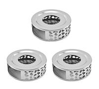 Kznifmk 3X Calentador de Té Calentador de Café de Acero Inoxidable con Soporte para Candelitas Base de Té Calentador de Diseño Tallado Calentador de Café