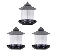 Kznifmk 3X Comedero PanoráMico para PáJaros, en Forma de HexáGono con Comedero para Colgar en el Techo para la Decoración del JardíN (Gris)