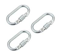 Kznifmk 3X Hebilla de Seguridad de Acero de Aleacion 25Kn de Forma O Mosqueton de Escalada En Profesional Hebilla de Montanismo Cerradura Principal