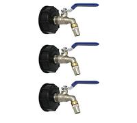 Kznifmk 3X IBC Ball Outlet Tap Tank Adaptador de Drenaje de Alimenticio de 3/4 Pulgadas S60X6 Tanque de 1000 L Contenedor de Agua de Lluvia Válvula de Grifo de Manguera de Latón