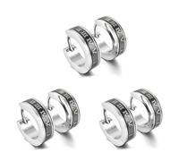Kznifmk 3X Pendientes de Tuerca de Acero Inoxidable, Pendientes de, Pendientes de Tuerca, NúMeros Romanos Plateados Negros, Hombres, Mujeres Pulidos CláSicos