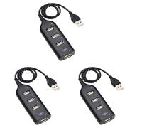 Kznifmk 3X USB Hub 2.0 Divisor de Concentrador de Alta Velocidad Adaptador de Concentrador USB de 4 Puertos para Computadora PortáTil Receptor Accesorios de Computadora Negro