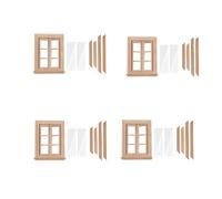 Kznifmk 4 Juegos 1:12 Casa de MuñEcas Miniatura Ventana Doble de 6 Paneles de Vidrio Y Placa de Cristal Casa de MuñEcas Bricolaje Doble Ventana Accesorios para Casa de MuñEcas