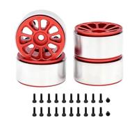 Kznifmk 4 Llantas de Metal de 1,0 Pulgadas para Coche Trepador de Control Remoto 1/24 1/18 para SCX24 AX24 FCX24 Enduro24 TRX4M, 10 Radios Rojo