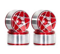 Kznifmk 4 Llantas de Rueda de Cubo de Rueda Beadlock de Metal de 1,0 Pulgadas para 1/18 1/24 Coche Trepador de Control Remoto TRX4M Piezas de Mejora Accesorios Rojo