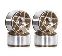 Kznifmk 4 Llantas de Rueda de Cubo de Rueda Beadlock de Metal de 1,0 Pulgadas para 1/18 1/24 Coche Trepador de Control Remoto TRX4M Piezas de Mejora Accesorios Marrón