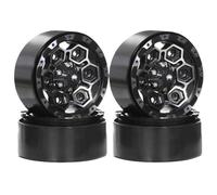 Kznifmk 4 Piezas de Metal de 1,9 Pulgadas con Borde de Rueda Beadlock para 1/10 Coche Trepador de Control Remoto para SCX10 Pro Capra TRX4 /D90 Negro