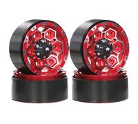 Kznifmk 4 Piezas de Metal de 1,9 Pulgadas, Llanta Beadlock, Cubo de Rueda para 1/10 RC Crawler Car para SCX10 Pro Capra TRX4 /D90 Rojo
