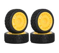 Kznifmk 4 Piezas de Neumáticos de de 68 mm, Neumáticos de Goma para XV01 XV02 TT01 TT02 PTG-2 1/10 RC, Piezas de Actualización de Coche de Carreras de, Color Amarillo