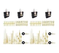 Kznifmk 4 Piezas de Piezas de Movimiento de Reloj de Cuarzo, 12 Juegos de Manecillas Doradas Que Contienen un Kit de Números para Piezas de Reparación de Relojes, Piezas de Repuesto