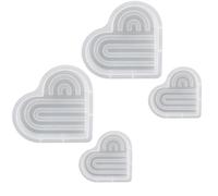 Kznifmk 4 Piezas Molde de Vela de Silicona con Forma de CorazóN una Rayas 3D Love Arch Crafts Resina Yeso Cemento Molde de FundicióN Regalo del DíA de San ValentíN